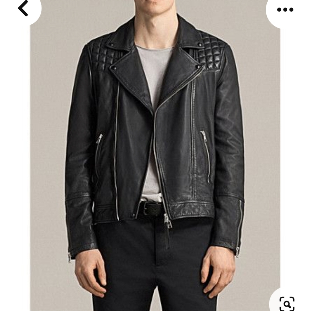 All saints men Taro leather qulited biker jacket size XS